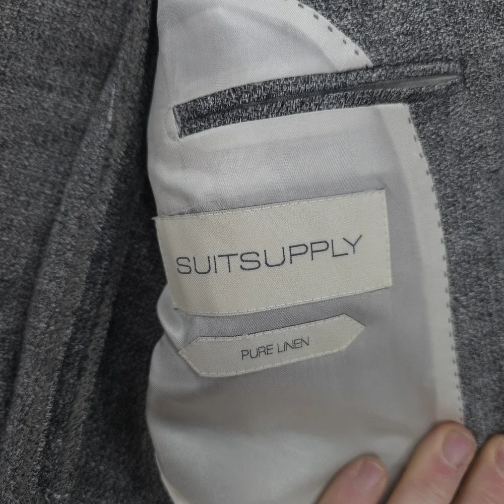 Suitsupply Blazer Mens 52 Gray Pure Linen Havana HL Angelico‎ Sport Coat Jacket